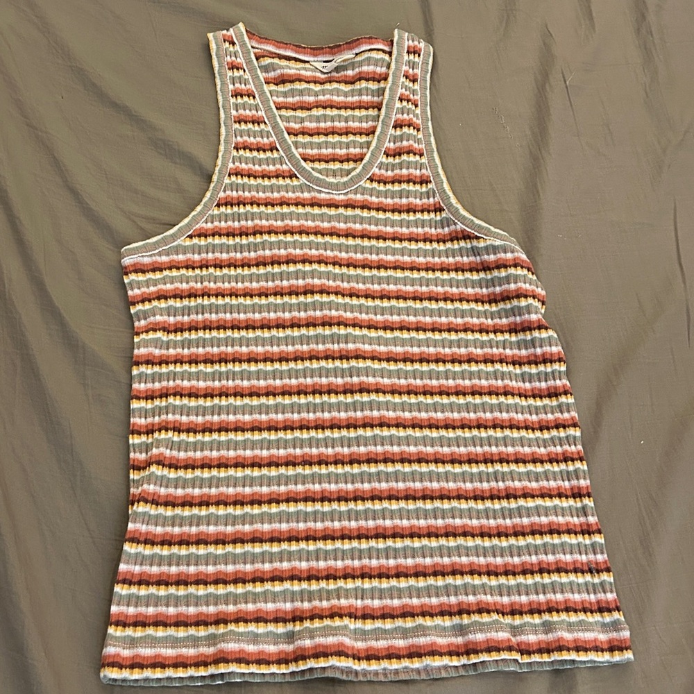 Madewell ribbed u-neck striped tank top in rusted tin